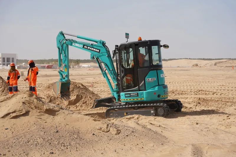 KOBELCO SK35SR mini excavator in green blue