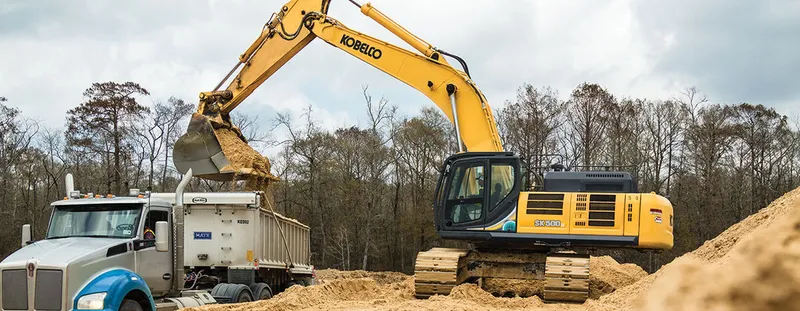 KOBELCO yellow excavator USA
