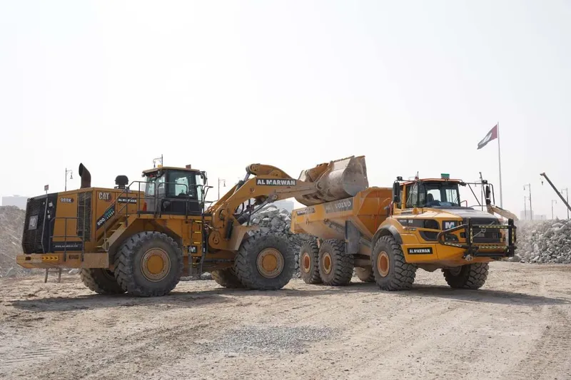 dump truck and loader