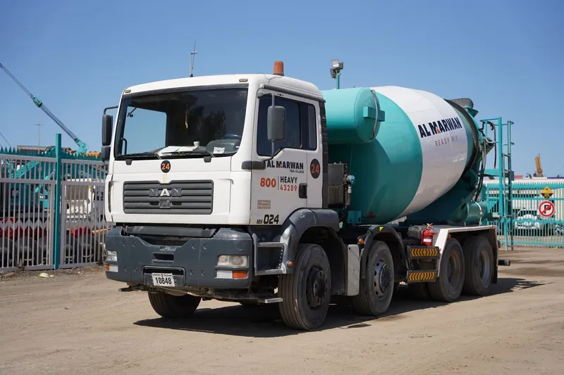 A MAN concrete mixing truck