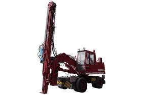 1980 Liebherr A911C Excavator with ABI Piling Rig White Background View - PD-0003