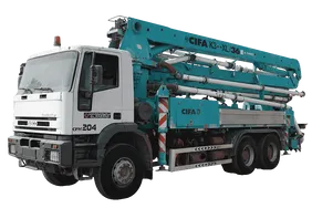 2005 Cifa PA 1206 F8 Concrete Pump on Iveco Trakker 380E37H 6x4 Truck White Background View - CPM-0204