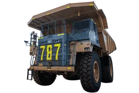 2021 Caterpillar 777E Rigid Dump Truck White Background View