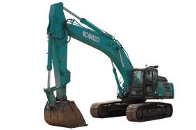 2021 Kobelco SK350LC-10 Track Excavator White Background Image