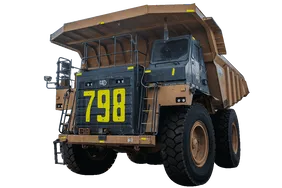 2022 Caterpillar 777E Rigid Dump Truck White Background View