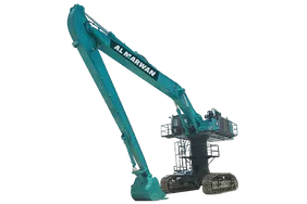 Rent high bed excavator 85 ton white background