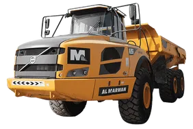 volvo A35F dump truck white background