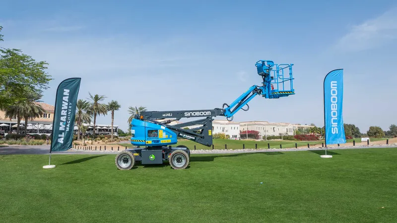 The Sinoboom AB14EJ articulated electric boom lift
