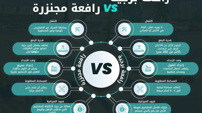 infographic: tower crane vs. crawler crane