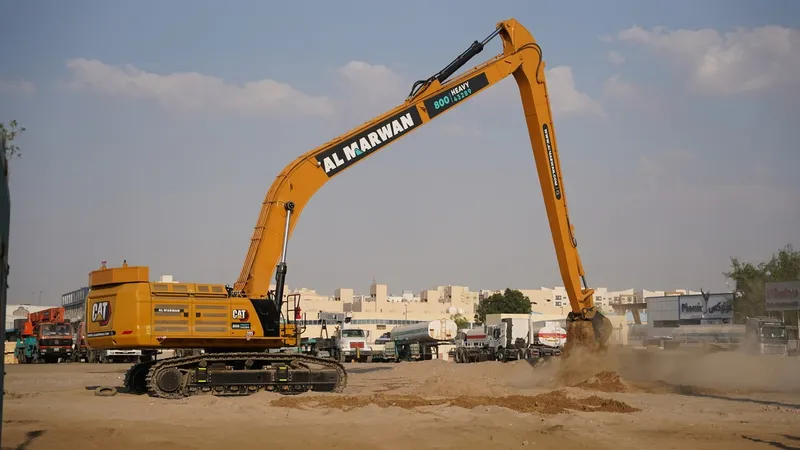 A CAT 395 long reach excavator modified in-house by Al Marwan