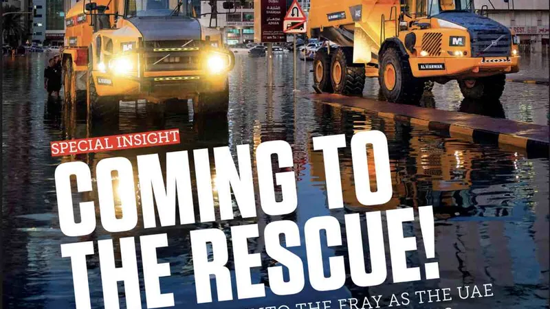 A snapshot of Al Marwan’s machinery in action during the Al Hadir storm flood relief efforts - Image courtesy of CMME May 2024 issue