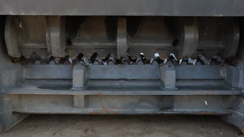Crushing shafts of a World Attachments screening bucket