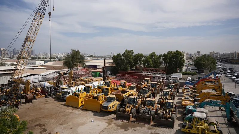 A Birdseye View of Al Marwan's equipment lined up on their Sharjah Second Industrial Area Yard in Sharjah, UAE