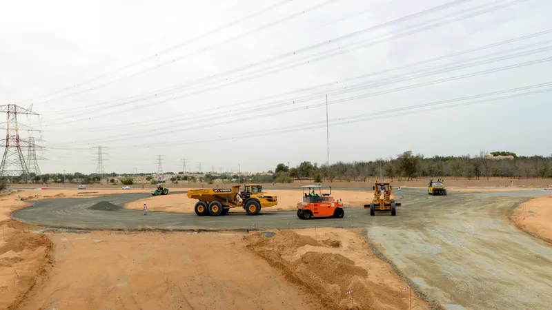 A picture of Al Marwan's road building machinery on Hamriyah Free Zone Roadworks project