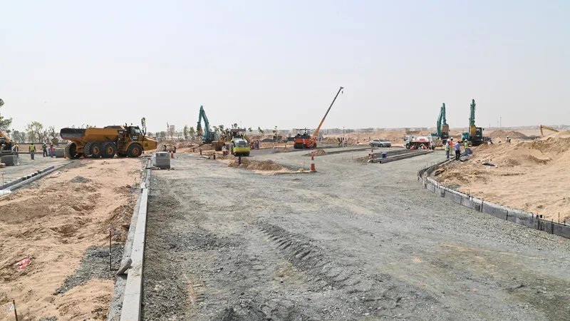A picture showcasing the variety of equipment on the Al Marwan rental fleet on site at Masaar by Arada