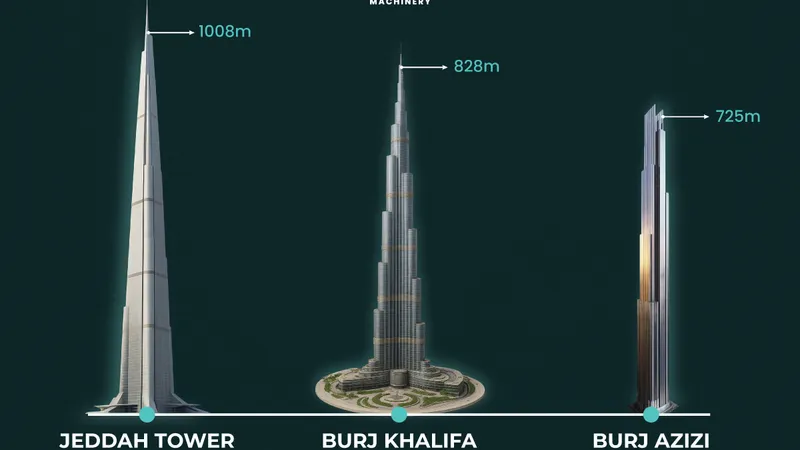 three towers difference in height