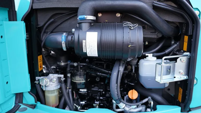 Easily serviceable component placement in the engine compartment of KOBELCO SK35SR-6 mini excavator