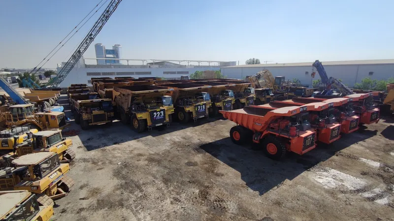 A Birdseye View of Al Marwan's equipment lined up on their Sharjah Fifteenth Industrial Area Yard in Sharjah, UAE