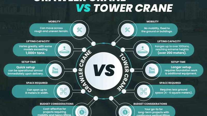 infographic: tower crane vs. crawler crane
