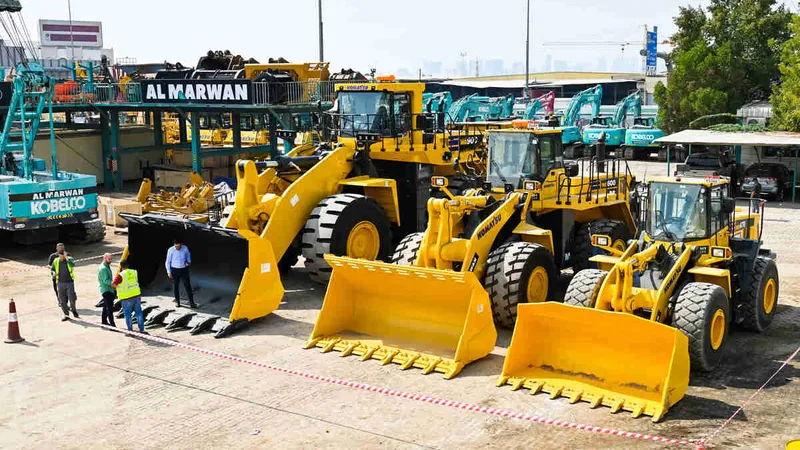 Komatsu WA900, WA600, & WA470 wheel loaders at the Al Marwan yard
