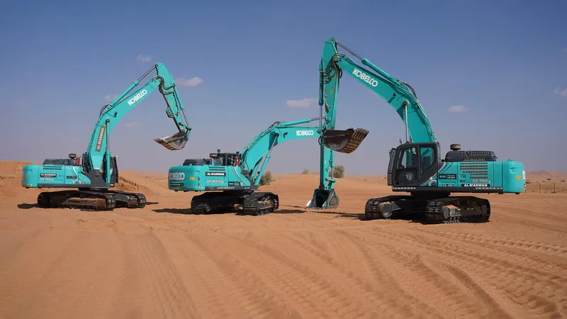 Multiple SK380 & SK350 Kobelco excavators on one of Al Marwan’s job sites in the UAE