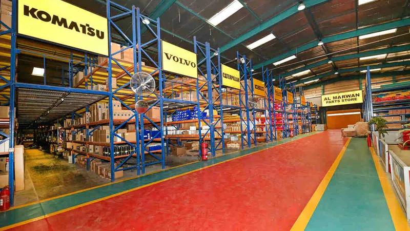 The Al Marwan Machinery workshop parts store