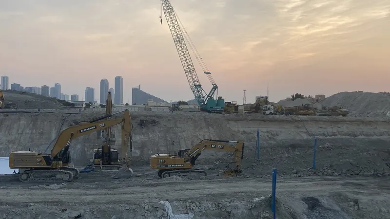 Rental equipment on site in Sharjah featuring the KOBELCO CKS2500 crawler crane