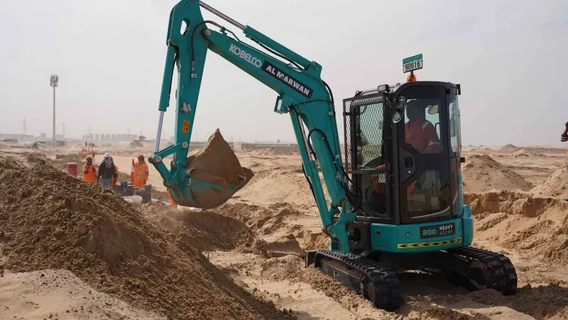 SK35 mini excavator on job site