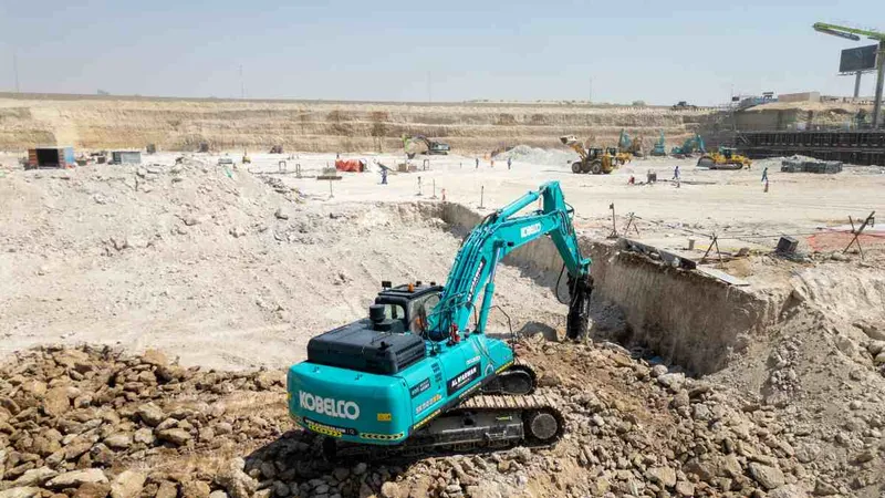Our Kobelco SK500 excavator in action