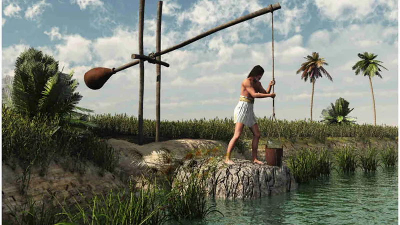 A rendering of what the shaduf might have looked like in ancient Egypt  - Image courtesy of mdpi.com