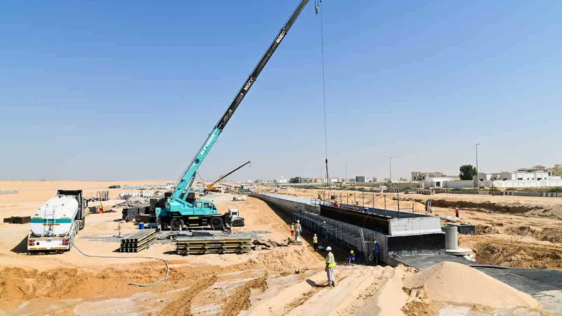 A Tadano CR279 rough-terrain crane on the Massar job site, as part of Al Marwan’s rough terrain cranes rental fleet