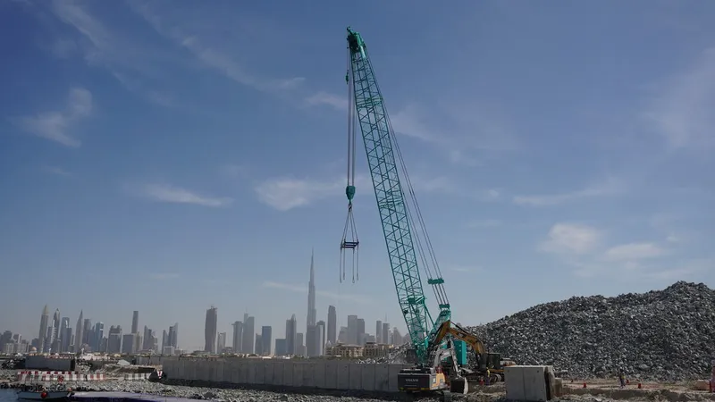 The Kobelco 7250S crawler crane at one of Al Marwan’s marine job sites