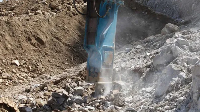 A Toku hydraulic rock breaker at work- image courtesy Supergroups