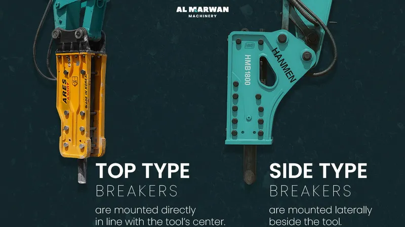 top type and side type hydraulic breakers