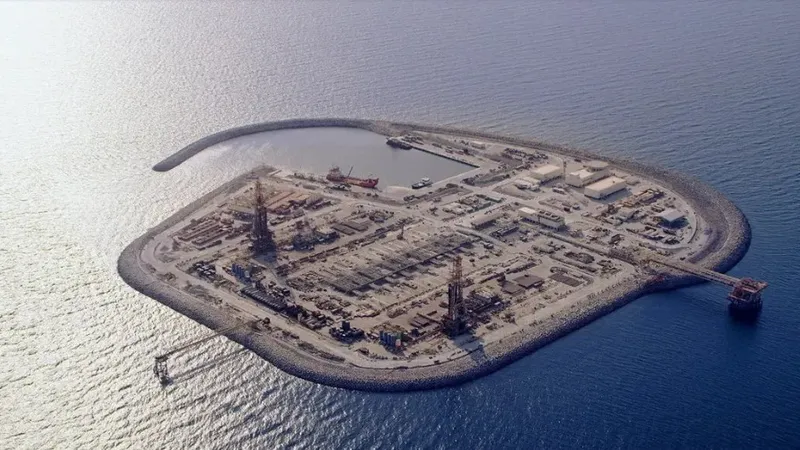 An aerial view of the artificial island “G” in Abu Dhabi