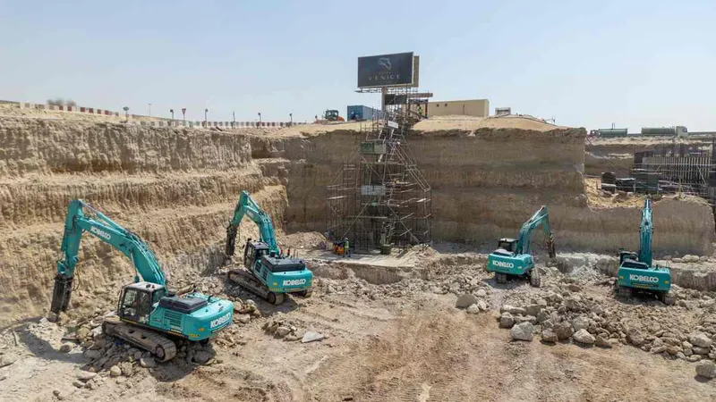 Multiple excavators from Al Marwan’s rental fleet