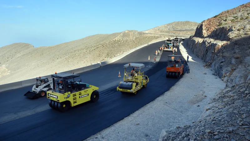 Asphalt paving equipment on site at Jebel Jais