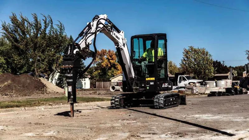 Bobcat E35 attached to a breaker