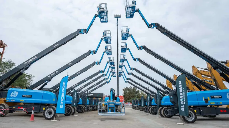The 19 AB46 manlifts in Al Marwan’s yard in UAE.