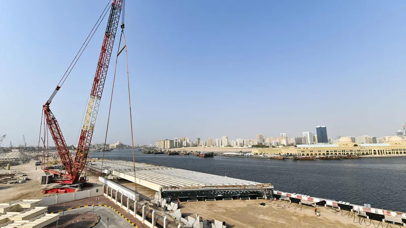 bridge construction using heavy-duty cranes