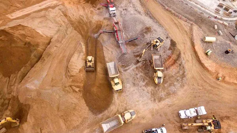 machinery fleet from above