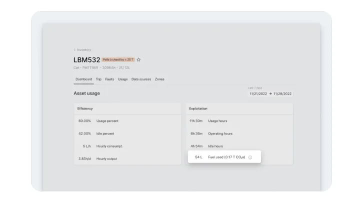 Hiboo provides a sophisticated approach to track CO₂ emissions from heavy machinery