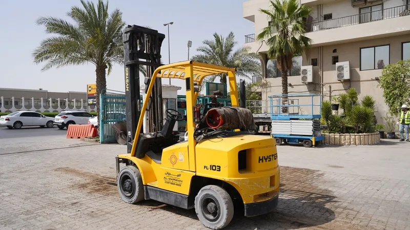 A Hyster 6-ton forklift truck displayed in Sharjah 2nd Industrial Area