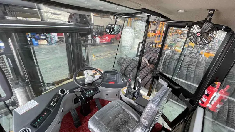 Inside the SOCMA forklift cabin