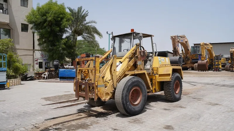 A JCB 20-ton forklift truck displayed at Sharjah Industrial Area 2nd