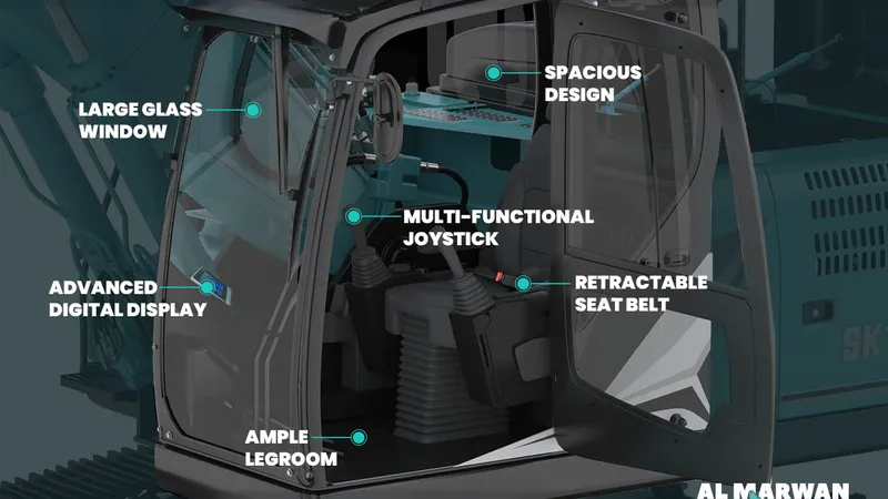 operator cabin of a Kobelco excavator.