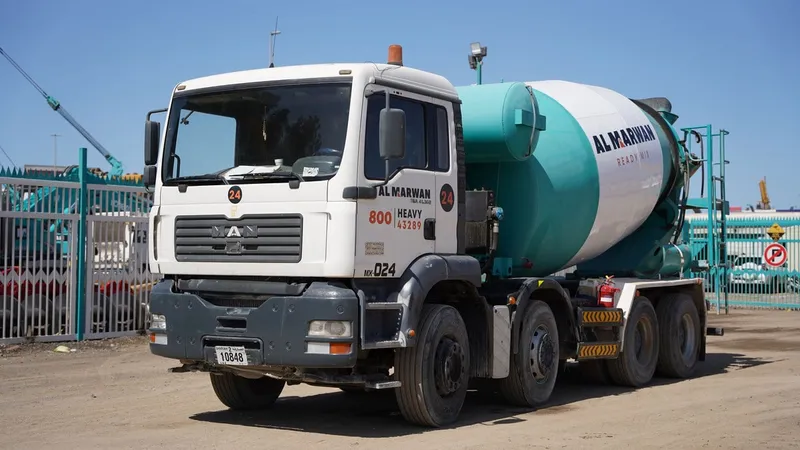A MAN concrete mixing truck