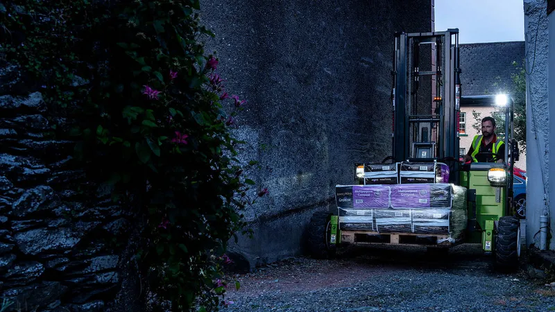 A Moffett side-loading forklift truck - image courtesy of Moffett Global