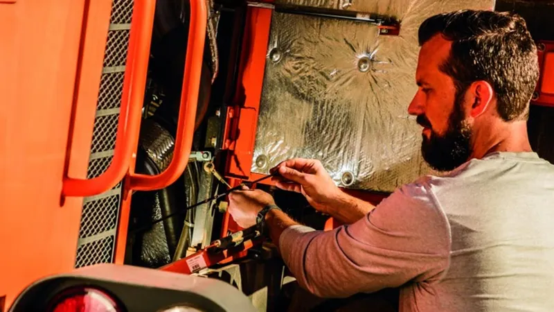 fluid check on a Doosan wheel loader