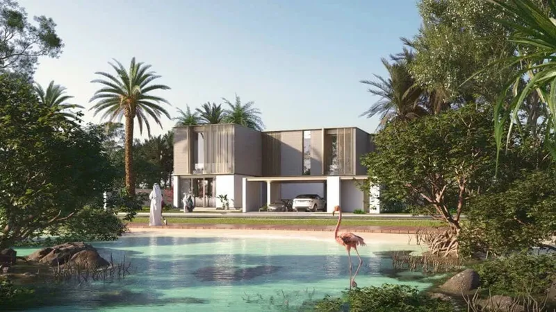 A rendering of a villa, part of Saadiyat Lagoons project by Aldar Properties - Image courtesy of Aldar Properties